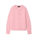 Roze gebreid vest met parelmoeren knopen en lange mouwen in een zachte stijl - S / Roze