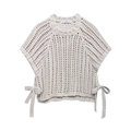 Damen-Strickoberteil in Beige mit seitlichen Schleifen und grobem Lochstrickmuster - S / Hellgrau