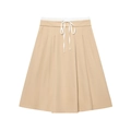 Falda midi plisada minimalista en caqui con cintura en contraste blanca y cordón - XS / Caqui