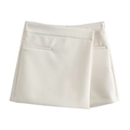 Chic off-white high-waisted skort with wrap design and invisible side zipper closure - XS / White