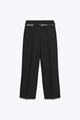 Pantaloni neri a gamba dritta da donna con risvolto e cintura sottile coordinata - XS / Nero