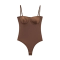 Donkerbruine geribbelde bodysuit met beugelcups en verstelbare dunne schouderbanden - S / Donkerbruin