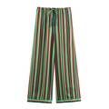 Pantaloni del pigiama da donna a righe verticali a vita alta e gamba larga stile resort - L / Strisce Arcobaleno