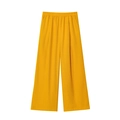 Pantaloni larghi in lino giallo senape da donna con vita elastica e coulisse vestibilità - XS / Giallo