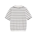 Cárdigan polo blanco de manga corta con rayas negras y bordes festoneados espalda - S / Rayas Blancas y Negras