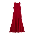 Elegantes ärmelloses dunkelrotes Strickkleid mit plissiertem Saum und schmalem Oberteil - S / Dunkelrot