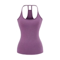 Slim fit dark purple racerback camisole top with built-in chest pads for women - S / Purple Top