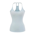 Slim fit light blue racerback tank top with padded bust and elastic ribbed fabric - S / Blue Top