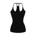 Slim fit black tank top with multi-strap racerback design and elastic fabric for women - S / Tops / Black