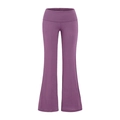 Women's slim fit purple high waist flared yoga pants with elastic compression waistband - S / Bottoms / Purple