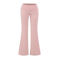 Slim fit light pink high waist flare yoga leggings with wide elastic waistband - S / Bottoms / Pink