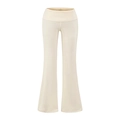 Slim fit high-waisted flare yoga pants in apricot cream stretchy knitted fabric - S / Bottoms / Apricot