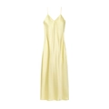 Robe longue nuisette en satin crème sans manches avec col en V et fini soyeux - XS / Jaune