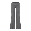 Dark grey flare yoga pants with high fold-over waistband and soft brushed texture - S / Bottoms / Dark Gray