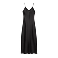 Robe nuisette élégante en satin noir avec fines bretelles et fini soie luxueux - XS / Noir