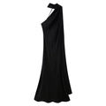 Elegantes schwarzes Satin-Neckholder-Kleid mit Seidentextur und drapiertem Ausschnitt - S / Schwarz
