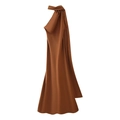 Elegantes dunkelbraunes Satin-Neckholder-Kleid mit drapiertem Ausschnitt und Seideneffekt - S / Braun