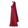 Dunkelrotes Satin-Neckholder-Kleid mit elegantem langem Rückenband-Detail - S / Burgunderrot