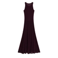 Women's deep purple ribbed knit maxi dress with a round neck and sleeveless design - S / Burgundy