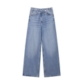 Jean large à taille haute bleu clair avec une taille croisée asymétrique très tendance - Bleu clair
