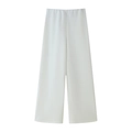 Pantaloni bianchi a gamba larga a vita alta con trama a grana sottile e stile minimalista - Pantaloni Bianchi