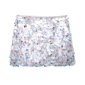 Mini-jupe trapèze à paillettes blanches et bleues avec reflets sur fond blanc - XS / Argenté