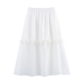 Gonna midi in filato di vetro bianco con vita elastica e dettagli di balze a balze - Taglia unica / Bianco