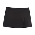 Dettaglio di una gonna pantalone a trapezio nera con design a portafoglio e tessuto liscio - XS / Nero