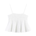 Witte camisole top met ajourborduurwerk, golvende zoom en fijne schouderbandjes - XS / Witte Top