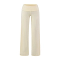 Pantaloni a gamba larga a vita alta color crema beige con un design dritto e morbido - S / Albicocca Crema