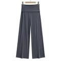 Pantaloni a gamba larga grigio scuro a vita alta con comoda fascia ripiegabile in vita - Taglia S / Grigio Carbone