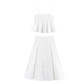 Witte tweedelige set met oogje borduurwerk, camisole top en een A-lijn rok - XS / Witte Top En Rok Set