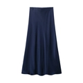 Gonna midi svasata in raso blu intenso con consistenza setosa e silhouette fluida elegante - XS / Blu Notte