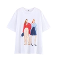 Weißes Rundhals T-Shirt mit modischem Kunstdruck für Mädchen im Sommer 2025 Design - S / Weiß