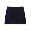 Elegant black knit mini skirt with white contrast trim and minimalist A-line silhouette - Knitted Mini Skirt