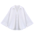 Dettaglio delle maniche a campana e della trama in lino di questa camicia bianca ampia - XS / Bianco