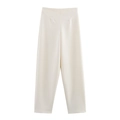 Minimalistische Damen-Hose mit hoher Taille und geradem Bein in elegantem Cremeweiß - S / Weiß