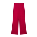 Pantalón elegante de talle alto y pernera ancha en rosa intenso con cremallera en la espalda - S / Rojo