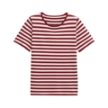 Nauwsluitend dames T-shirt met rood-witte strepen en korte mouwen van zachte katoen - S / Rode Streep