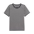 Dames T-shirt met korte mouwen en smalle pasvorm met klassieke zwart-witte strepen - S / Zwart Gestrereept