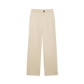 Pantaloni beige a vita alta da donna con gamba larga e taglio dritto in tessuto fluido - XS / Albicocca