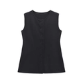 Classic black halter neck sleeveless vest with seven buttons and a slim fit design - XS / Black