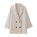 Beige double-breasted dames blazer met kreukeleffect en getextureerde afwerking - XS / Off-white Jas