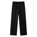 Zwarte damesbroek met wijde pijpen, elastische taille met trekkoord en fijne textuur - XS / Bottoms / Zwart
