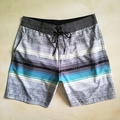 Men's quick-dry beach shorts with colorful horizontal stripes and adjustable drawstring waist - EU 30 / Light Grey White