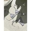 Chic light gray shimmering two-piece string bikini with bead details on concrete background - Gray