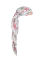 Elegante pañuelo cuadrado de gasa floral para la playa con estampado de rosas rosas - Blanco Floral