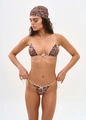 Close-up of leopard print bikini set with white bow details and side-tie design - S / Leopard Print