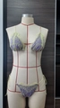Paarse kanten bikiniset met gele bloemenborduurwerk en zijdelings gestrikte broek - S / Geel