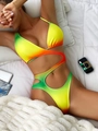 Gradient cutout one-piece swimsuit with halter neck and strappy details for beachwear - S / Rainbow Gradient
